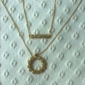 NWOT Kate Spade Gold Double Necklace White Crystal